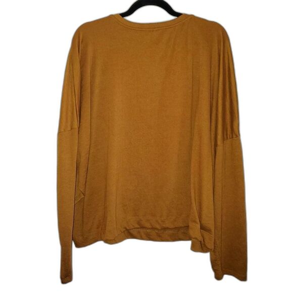 Anthropologie Long Sleeve Oversized V Neck Pullover Gold Bronze Top XL - Picture 2 of 10